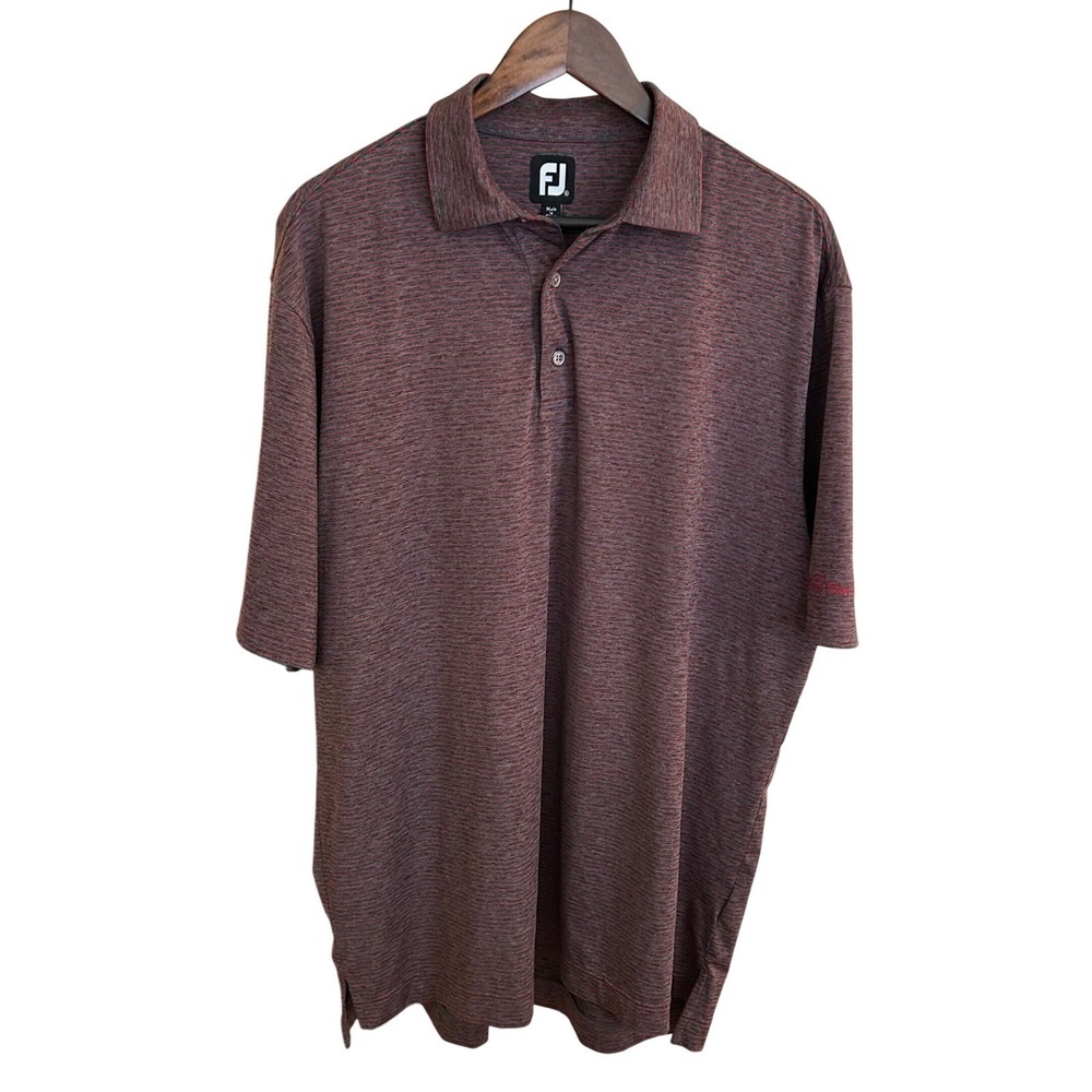 FootJoy Mens XL ProDry Golf Polo Shirt Charcoal Red Striped Performance Stretch - Picture 3 of 10
